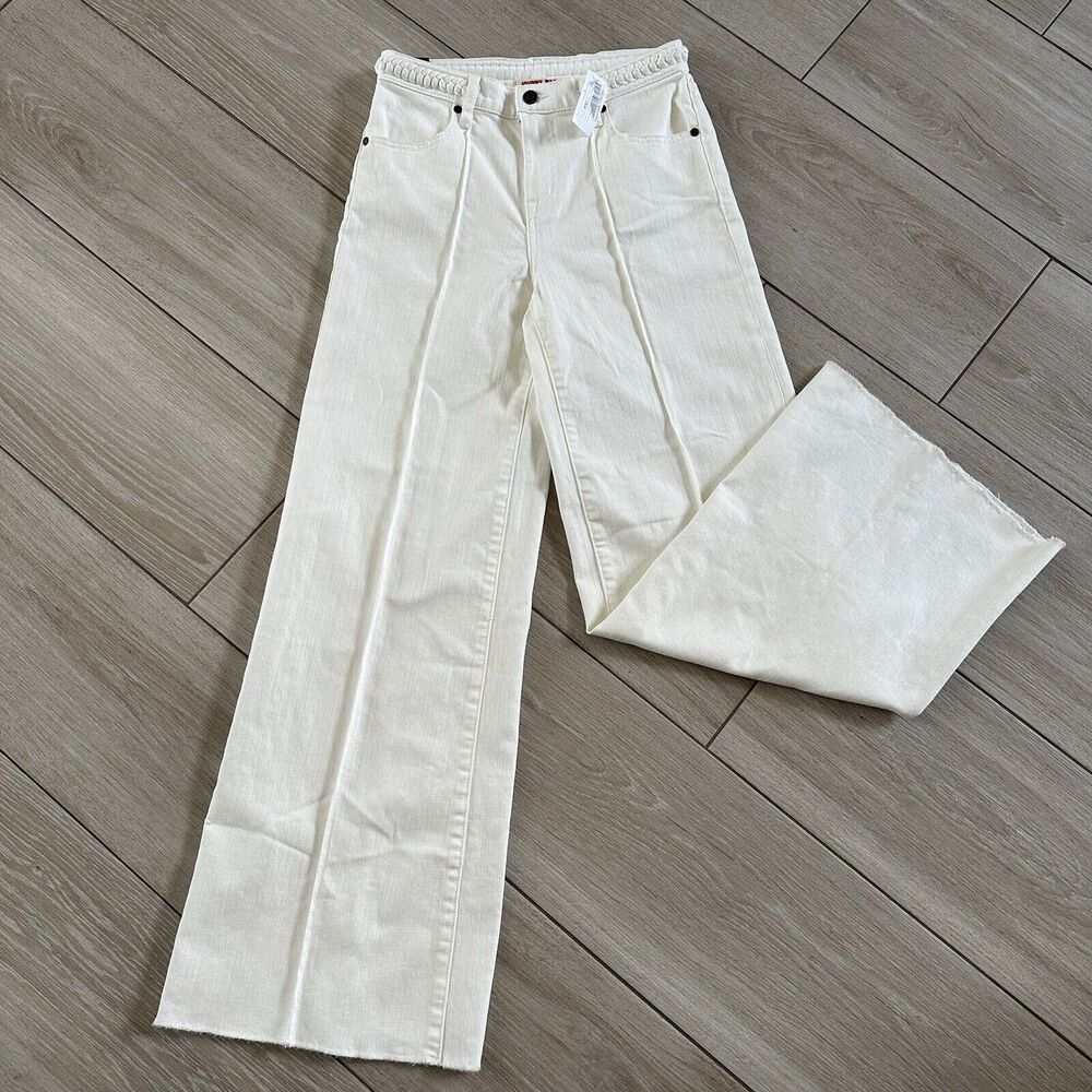 Johnny Was The Braided Wide Leg Jeans Size 26 High Waisted White $278